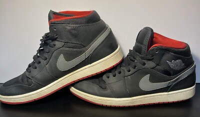 Nike Air Jordan 1 Mid Black-Cool Grey-Gym Red RARE 554724-004 Size 11