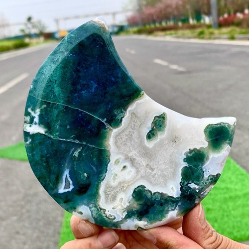 434G Natural Moss Agate Moon Quartz Crystal Healing Spirit - Picture 10 of 24