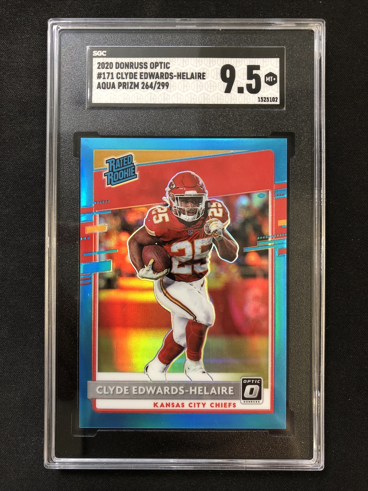 2020 Donruss Optic - Clyde Edwards-Helaire - Rookie Aqua Prizm /299 SGC 9.5