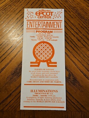 Walt Disney World Epcot Center Entertainment Program Guide July 2-8 ...