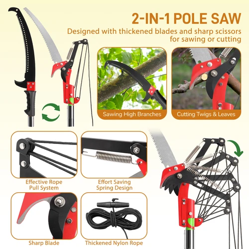 Tree Pruner Pole 26ft.Saw Branch Limb Pruning Cutter Trimmer Extendable Shaft US - Bild 3 von 8