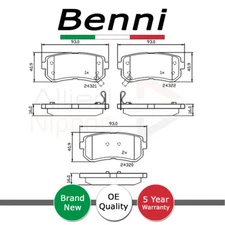 Brake Pads Set Rear Benni Fits Hyundai ix35 i20 i30 Kia Sportage Rio Cee'D