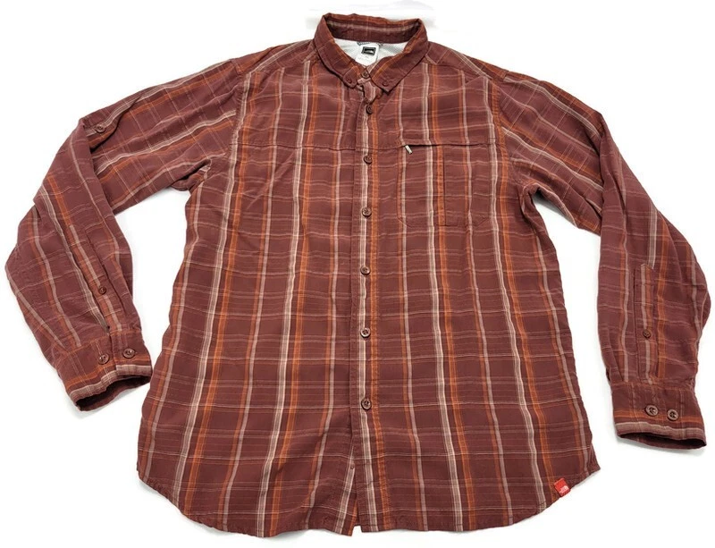 The North Face Men's Button Down Hiking Long Sleeve Burnt Orange Shirt Medium