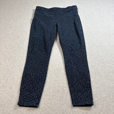 Spanx Leggings Woman XL Blue Animal Print Pull On Comfort Ankle Crop Stretchy