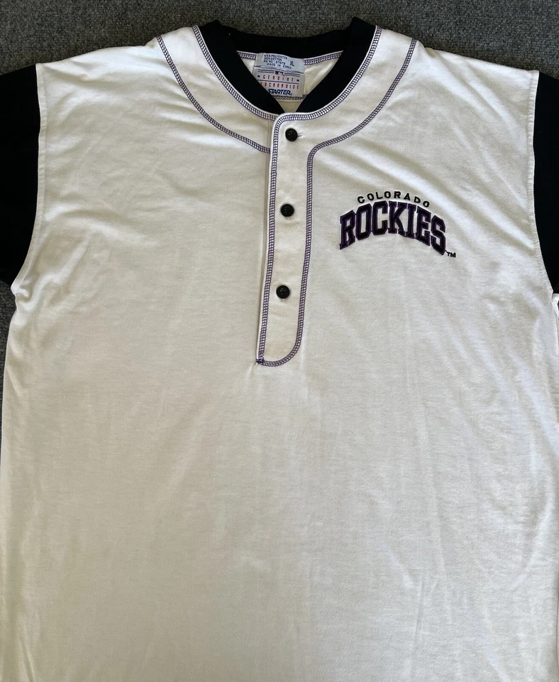 Colorado Rockies Mens XL NWOT VTG Starter Jersey T Shirt Henley Embroidered MLB - Image 4 of 4
