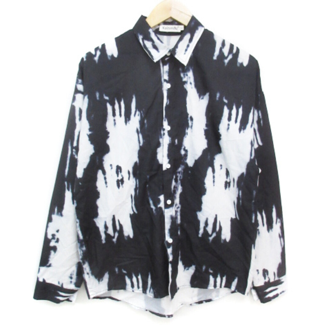 Kaizundu shirt long sleeve total pattern multicolor XL black white FF31 Used 8fd