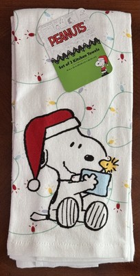 Set of 2 Peanuts Snoopy & Woodstock Christmas Holiday Fun Kitchen Towels - NWT!