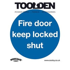 Sealey SS4P10 Mandatory Safety Sign - Fire Door Keep Locked Shut - Rigid Plastic