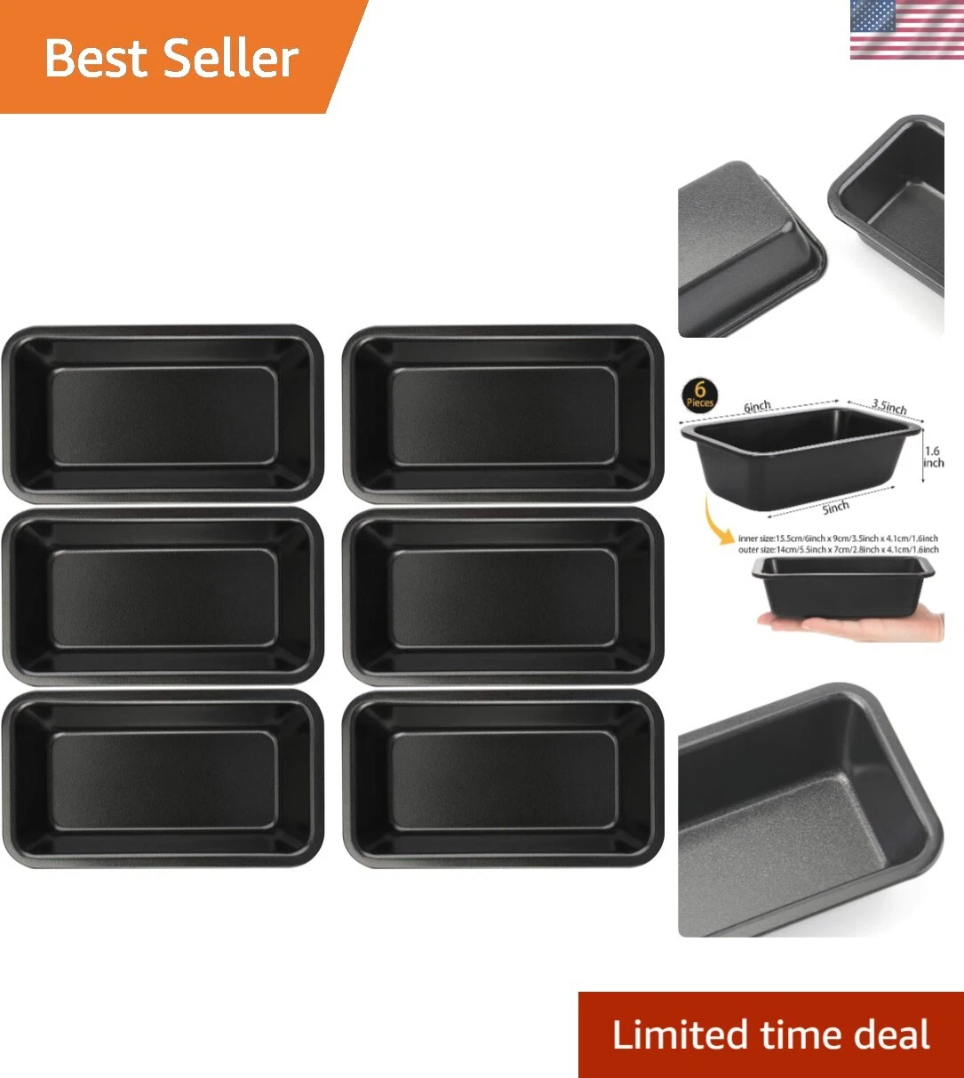 Space-Saving Non-Stick Carbon Steel Mini Loaf Pans - For Individual Servings
