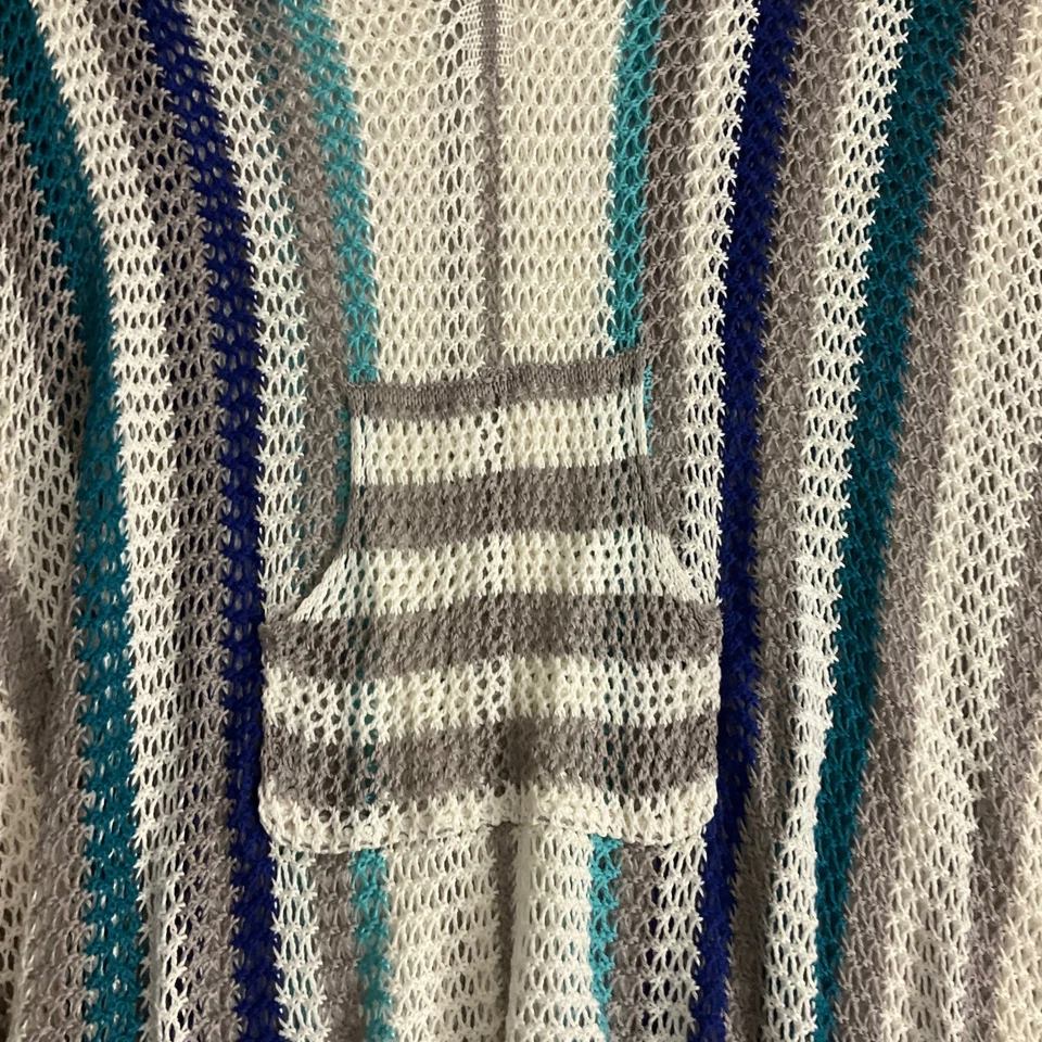 Poncho unisex tejido con flecos a rayas múltiples talla única para todos Foto 2 de 3