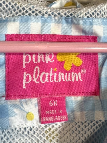 Pink Platinum Girls Floral Check Spring Size 6x Windbreaker Jacket Zip - Picture 2 of 12