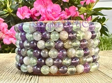 Wholesale 6 Pcs Crown Chakra 6mm 7.5” Crystal Healing Stretch Bracelet
