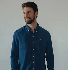 NEW The Normal Brand Men's Blue Stretch Pique Button-Down, Small