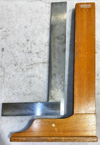 Vintage Starrett No. 20 18" Precision Machinist Square with wooden storage case