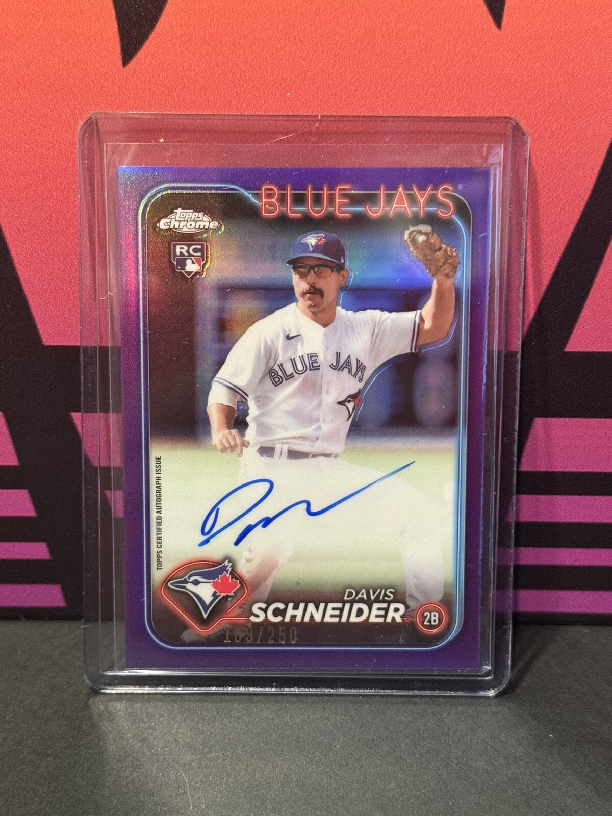 2024 Topps Chrome Rookie Auto Purple Refractor /250 #RA-DSC Davis Schneider