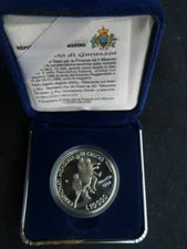 1998 SAN MARINO 10000 LIRE SILVER PROOF COIN FRANCE SOCCER WORLD CUP in BOX