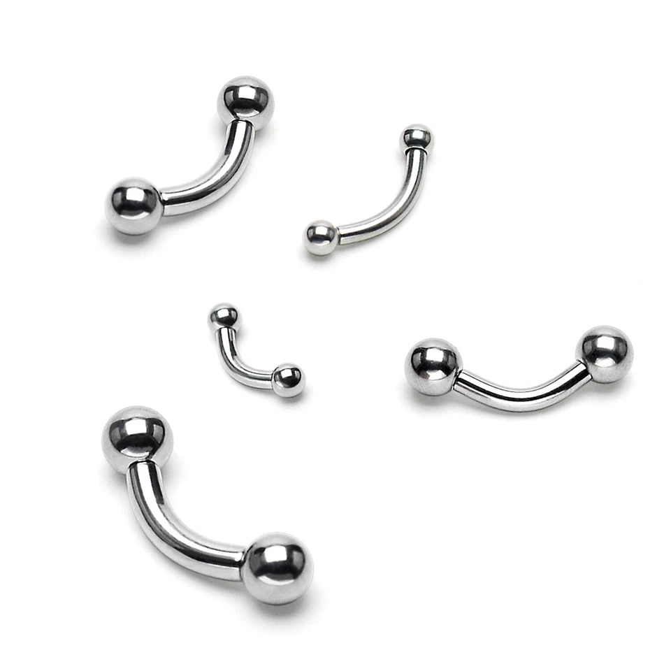 316L Surgical Steel Curved Barbell Sold Each -Eyebrow, Nipple, Daith,Rook, Belly - Image 1 of 1