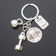You vs You Weightlifting Gym Charms Keychain Key Chain Encouragement Gift