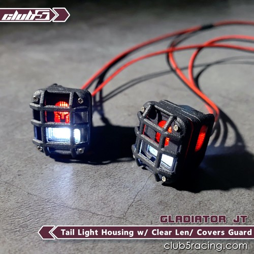 Tail Light Housing w/ Lens and Armor Guards for SCX10 III Jeep JT Gladiator - Picture 10 of 12