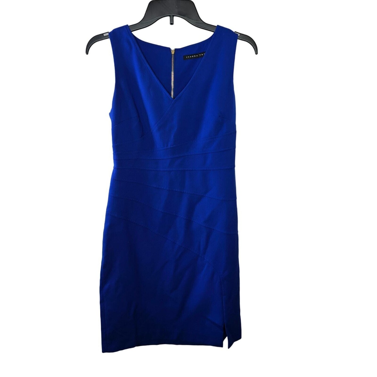 ivanka blue dress Trump Bodycon Size 4 sparkling formal dress Rhinestone/Pearl Options:NONE Black Midi Dress | King charles Front high split