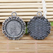 6pcs tibetan silver tone round 18mm floral cabochon settings EF2095