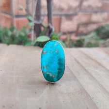 Kingman Turquoise Gemstone Ring 925 Sterling Silver Beautiful Girls & Love Ring