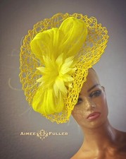 Kentucky Derby Hat Yellow Royal Ascot Fascinator Silk Del Mar Opening Day Hat