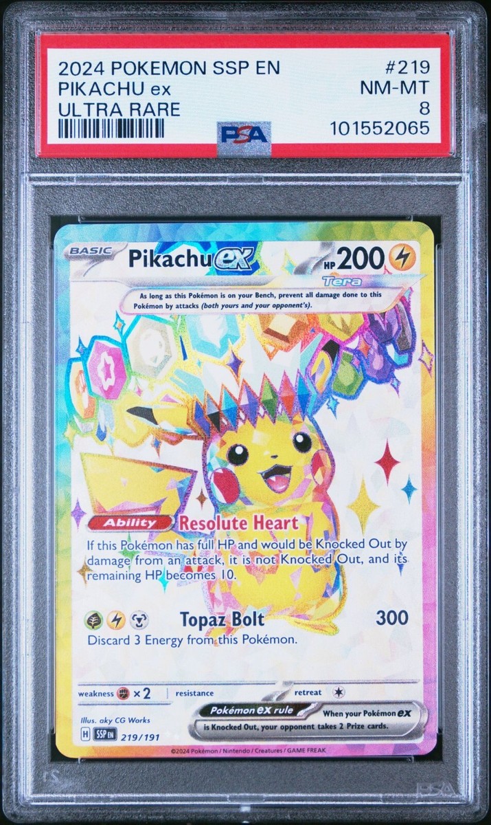2024 POKEMON SSP EN-SURGING SPARKS ULTRA RARE #219 PIKACHU EX PSA