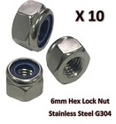 <!--F#f_0-->10 x M6 Stainless Steel 304 A2 Hex Nyloc Nut 6mm Nylon Insert Lock Nuts DIY<!--F/-->