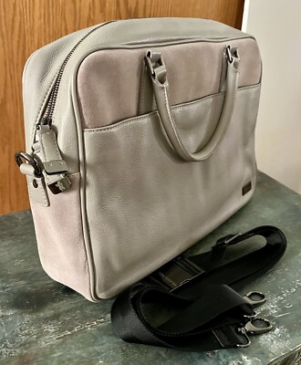 Laptop Messenger Bag Brown Suede Roomy Carrying Tote Crossbody