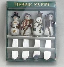 DEBBIE MUMM Primitive Farmhouse Decor SNOWMAN SPREADERS Set OF 4 Open Box