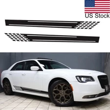 2pcs 78'' Black Racing Lattice Stripe Side Body Door Skirt Vinyl Decal Stickers