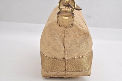 Authentic COACH Vintage Signature Hand Bag Pouch Canvas Leather 42019 Gold 4683M - Picture 5 of 10