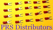 VINYL FORK RED TERMINALS INSULATED CRIMP WIRE CONNECTORS 22-18 Gauge 20 Pieces