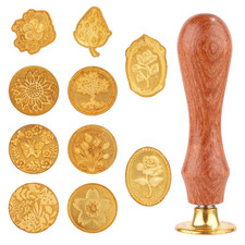 Wax Seal Stamp Set, 10Pcs Sealing Wax Stamp Heads with a Wooden Handle Sealing W