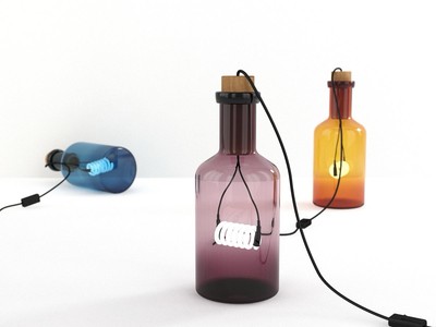 Seletti Bouchè Table Lamp in Glass with Neon Bulb (Purple)