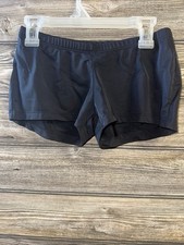 Natalie Dance Wear Girl's Solid Black Spandex Booty Shorts 12-14