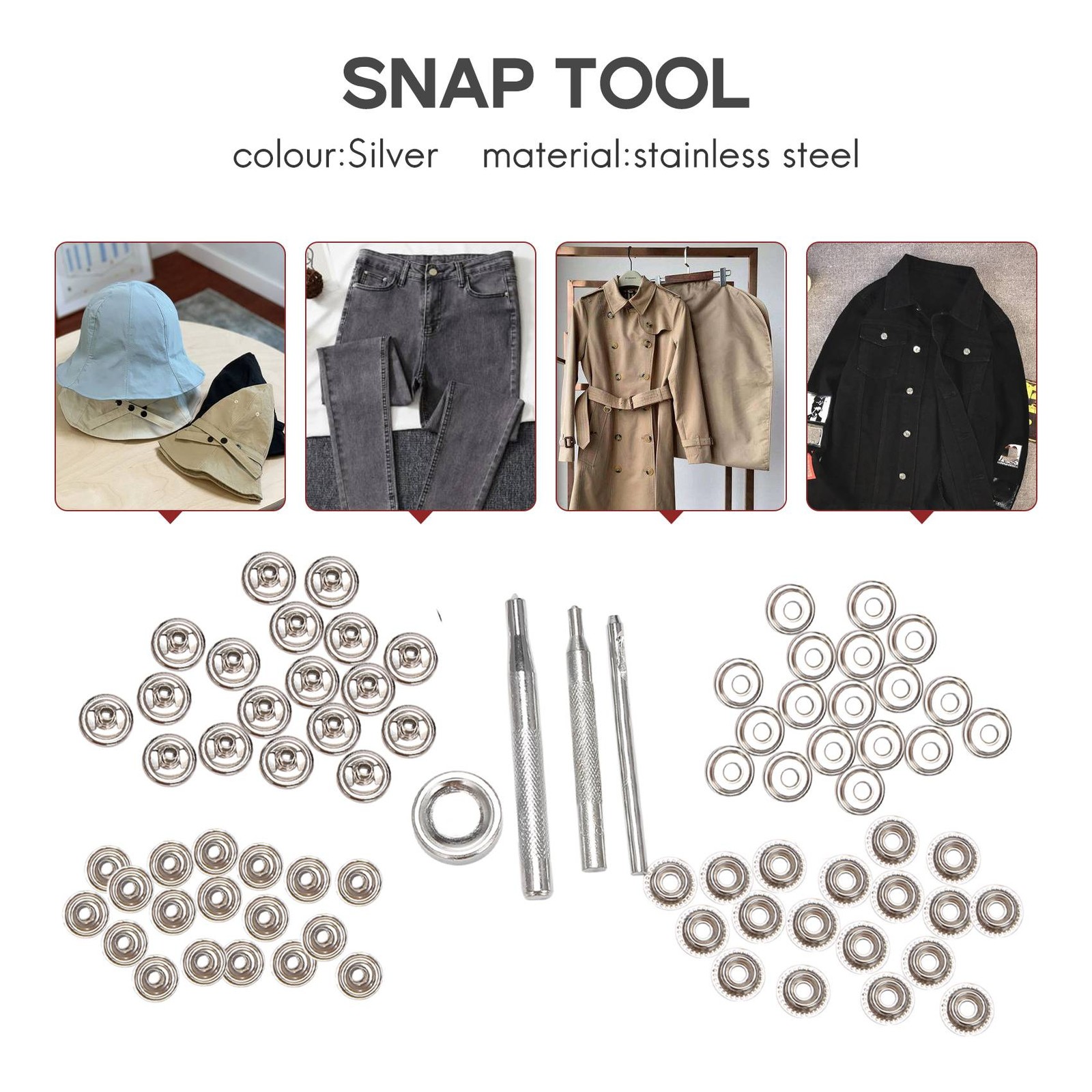 72Pcs 15MM Stainless Steel Fastener Snap  Stud Button for Marine Boat3599