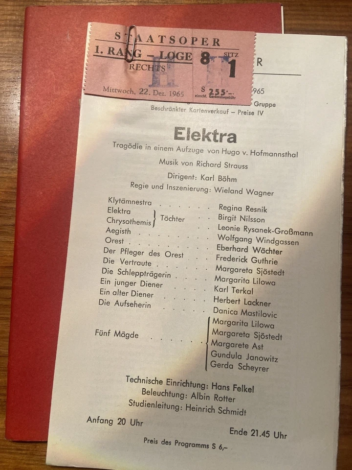 5 Opera Programs KARL BÖHM Vienna State Opera 1965-1968 - Bild 3 von 4