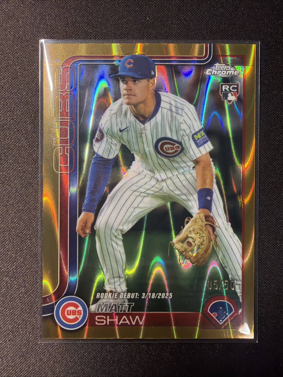 2025 Topps Chrome Update - Rookie Debut Matt Shaw #USC135 Gold Raywave /50 (RC)