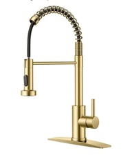 AMAZING FORCE Kitchen Faucet with Pull Down Sprayer With Two Modes Brushed Gold