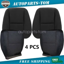 For 2007-2014 Chevy Silverado Driver & Passenger Bottom & Top Seat Cover Black