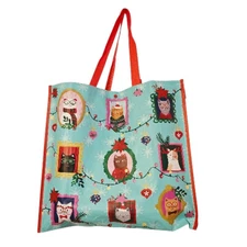 Christmas Cat Cats Pictures Collage Frames Lights Ornaments TJMaxx Tote Bag Gift