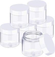 6 Pack 3 Oz Plastic Jars Containers with Lids Wide-Mouth Refillable Leakproof Re
