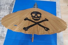 Vintage  Halloween Japan Skull & Crossbones Parasol Umbrella Rice Paper. Used.