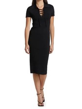 Alice + Olivia Janna Lace-Up Polo Shirt Dress Womens Size XS Black Stretch NWT