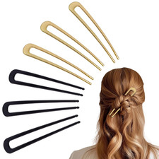 6Pcs Metal French Hair Pins for Women U Shape Sticks 3.9 Inch Vintage Fork for H