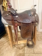 15” Vintage Circle Y Western Tooled With Silver