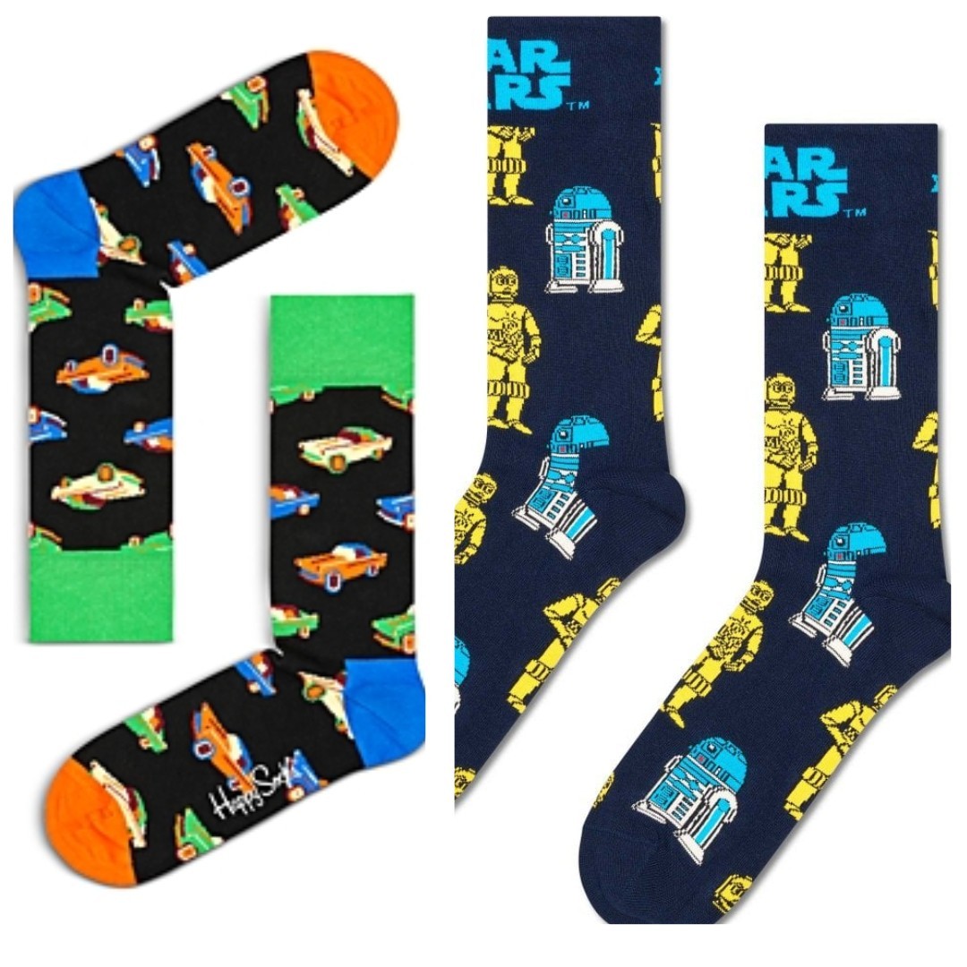 Happy Socks Car And Star Wars Crew Socks Mens M 8-12W 10-125 Black ComboNavy 2590₽