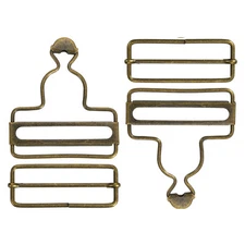 50mm/1.97" Overall Buckles - 2 Sets - Metal Suspender Buckle - Bronze Tone